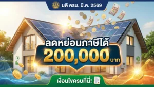 ติดโซลาร์เซลล์ลดหย่อนภาษีได้ 200,000 บาท มติครม. มี.ค. 2569 เงื่อนไขครบที่นี่